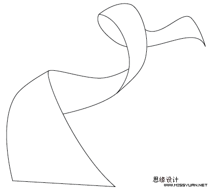 1,利用钢笔工具绘制如下纽带效果.