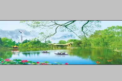 宽幅梦幻山水风景素材.psd