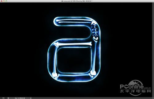 PhotoShop制作奇特X光片骨骼特效文字教程