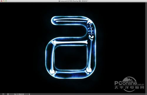PhotoShop制作奇特X光片骨骼特效文字教程