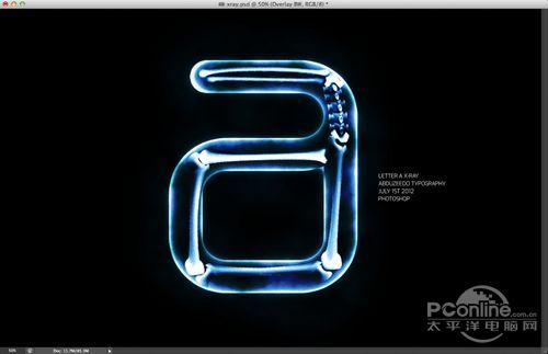 PhotoShop制作奇特X光片骨骼特效文字教程