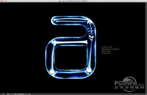 PhotoShop制作奇特X光片骨骼特效文字教程