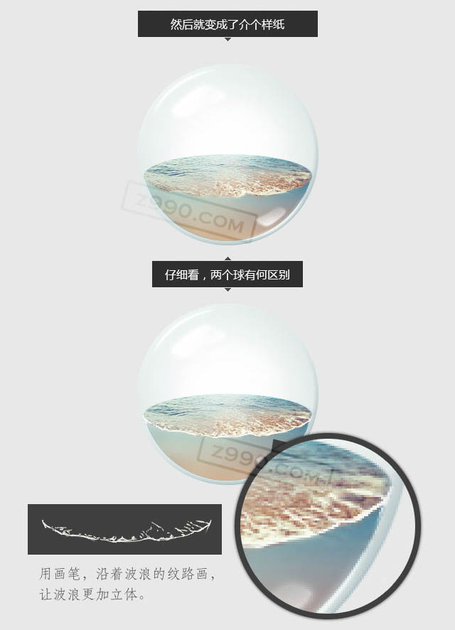 PhotoShop打造生态环保概念透明水泡图标制作