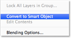 Selecting the Convert to Smart Object command from the Layers panel <a href='https://www.86ps.com/'><font color=''>menu</font></a>. Image © 2013 <a href='https://www.86ps.com/'><font color=''>Photoshop</font></a> Essentials.com