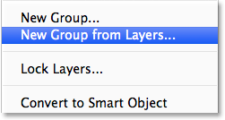 Selecting New Group from Layers from the Layers panel <a href='https://www.86ps.com/'><font color=''>menu</font></a>. Image © 2013 <a href='https://www.86ps.com/'><font color=''>Photoshop</font></a> Essentials.com