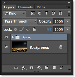 The Layers panel showing the new Stars layer group. Image © 2013 <a href='https://www.86ps.com/'><font color=''>Photoshop</font></a> Essentials.com
