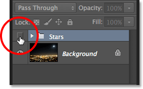 Clicking the Stars layer group’s visibility icon. Image © 2013 <a href='https://www.86ps.com/'><font color=''>Photoshop</font></a> Essentials.com
