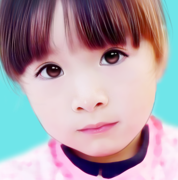 PhotoShop打造小女孩儿童照片鼠标转手绘过程