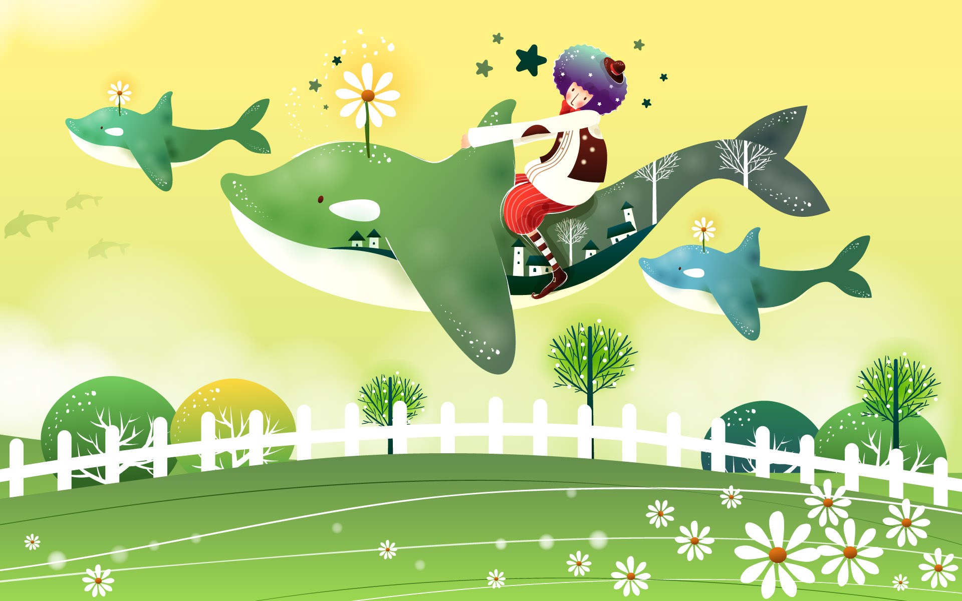 韩国儿童卡通插画背景ps素材(40p)