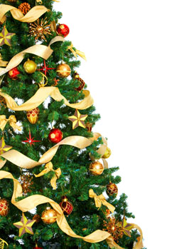 白底挂满铃铛的圣诞树素材高清图片下载 [中国