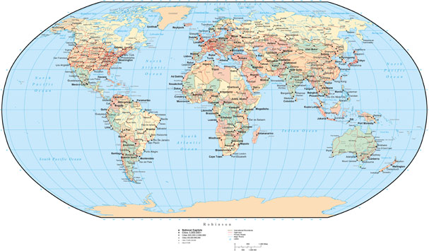 高清桶圆彩色世界地图素材图片下载 [中国Pho