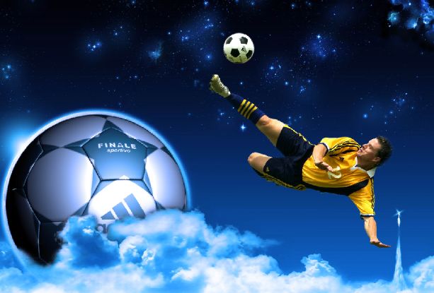 足球学校海报psd素材云朵足球特写运动员人物