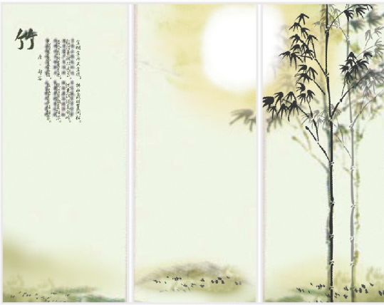 水墨翠竹移门模板psd素材漂亮的风水墨翠竹移门广告模板