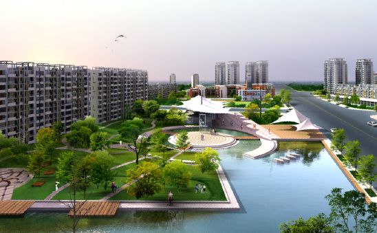 住宅小区绿化效果模板psd素材高档住宅小区整体绿化效果分层模板下载