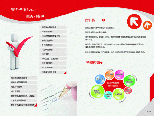 红色大气广告设计公司业务宣传画册模板广告服务流程图psd素材免费下载