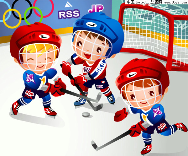 AI格式卡通儿童曲棍球运动矢量素材免费下载 