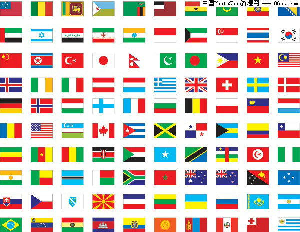 AI格式100个世界各国国旗矢量图免费下载 [中国PhotoShop资源网|PS教程|PSD模板|照片处理|PS素材|背景图片|字体下载|PS笔刷下载]
