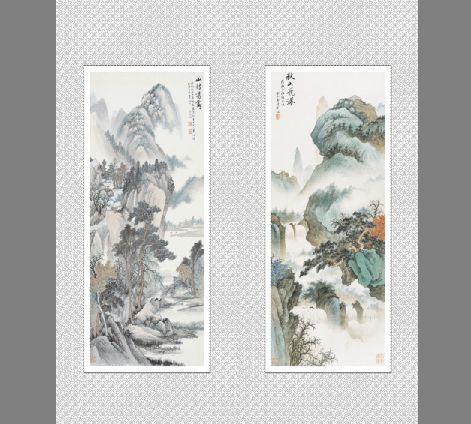 山水画模板psd素材