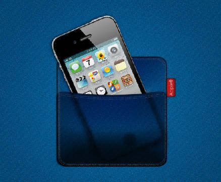 苹果手机模板psd素材插在口袋里的iphone手机图标模板