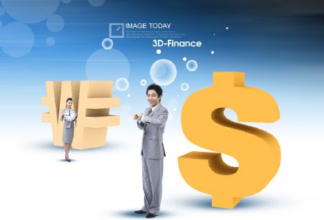 立体货币符号模板psd素材财经栏目主持人金融主题模板