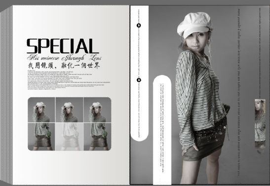 杂志风格写真模板psd素材时尚杂志封面个性黑白人像写真模板