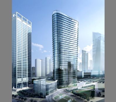 摩天大楼效果图模板psd素材城市中心CBD商务大楼效果图模板
