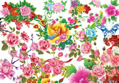 免抠手绘牡丹花图片模板psd素材抠好的矢量风格牡丹花图片素材模板