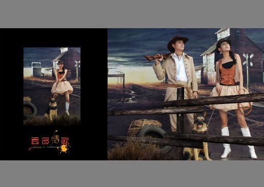 写真模板psd素材西部情歌系列四超酷影楼宽幅写真样片模板(共6P)