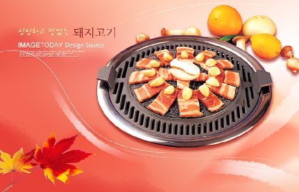 韩国美食模板psd素材三矢量风格韩国美食图片菜谱内页模板(共18P)