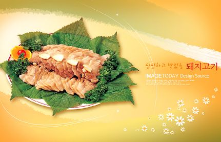 韩国美食模板psd素材十三矢量风格韩国美食图片菜谱内页模板(共18P)