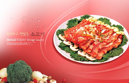 韩国美食模板psd素材十六矢量风格韩国美食图片菜谱内页模板(共18P)
