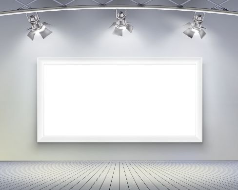 墙面大屏幕效果图模板psd素材挂在墙上的灯光照射的大屏幕效果模板