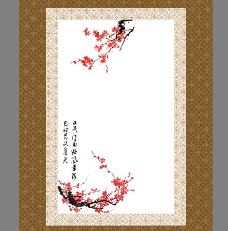 傲雪红梅画匾模板psd素材传统文化设计元素红梅画图片模板