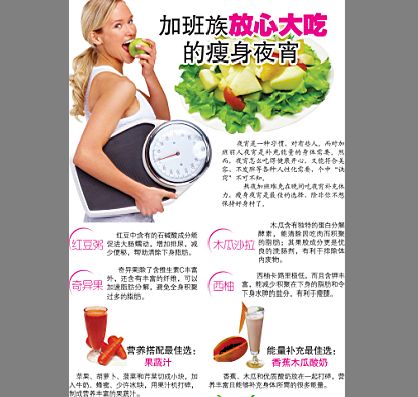 瘦身饮食菜谱模板psd素材加班族放心瘦身宵夜饮食搭配广告模板