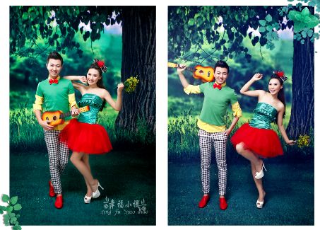  幸福小调系列8月最新影楼个性情侣写真模板一psd分层格式下载(全套共9P) 