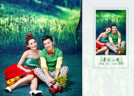  幸福小调系列8月最新影楼个性情侣写真模板三psd分层格式下载(全套共9P) 