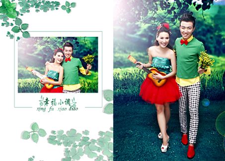  幸福小调系列8月最新影楼个性情侣写真模板六psd分层格式下载(全套共9P) 