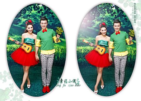  幸福小调系列8月最新影楼个性情侣写真模板七psd分层格式下载(全套共9P) 
