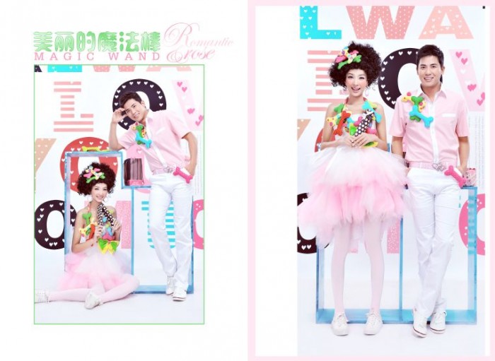 影楼时尚情侣写真相册模板美丽的魔法棒系列写真相册PSD模板免费下载三(共7P)