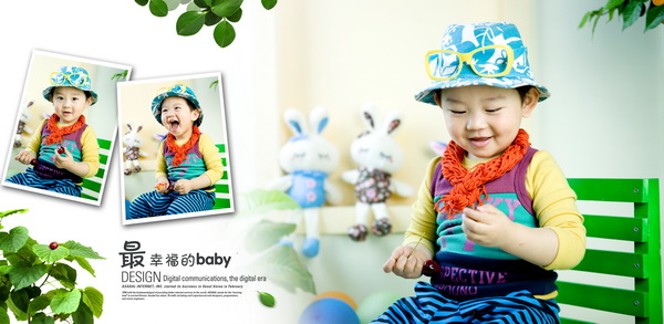 10月最新儿童相册模板{E111.最新幸福的Baby}系列全套(14P)PSD素材免费下载四