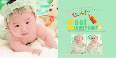 12月最新满月宝宝相册模板{E139.CoolBaby满月了}系列PSD素材免费下载二(全套10P)