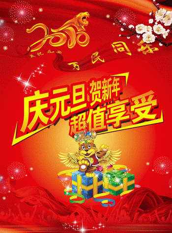庆元旦贺新年超值享受艺术字绽放的烟花元旦海报背景psd素材