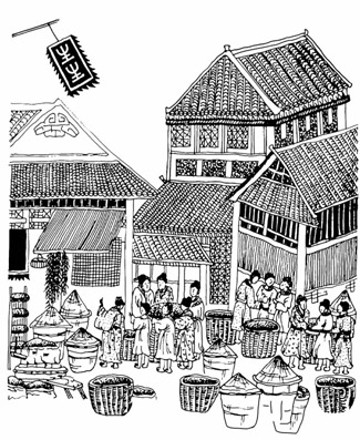 传统风格古代人物生活画卷线描剪纸素材PSD模板免费下载二