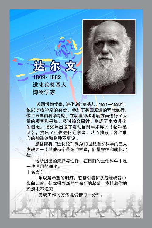 名人励志展板进化论奠基人达尔文生平介绍psd素材免费下载