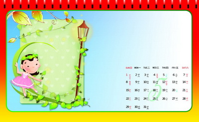2016年最新儿童台历模板{M024.卡通插画}系列全套(13P)免费下载五月