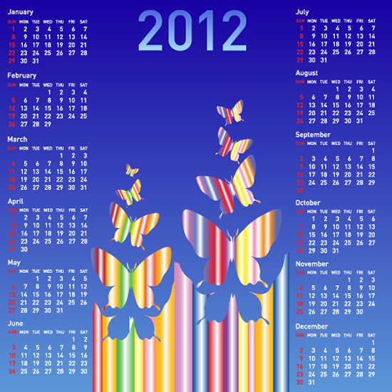 彩条蝴蝶2012年历