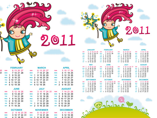 2011手绘卡通年历