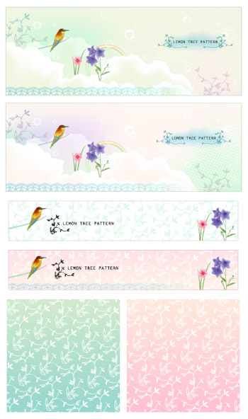 梦幻小鸟与花纹