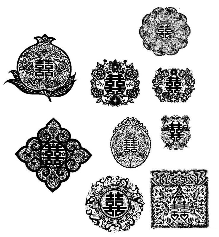 矢量喜字剪纸