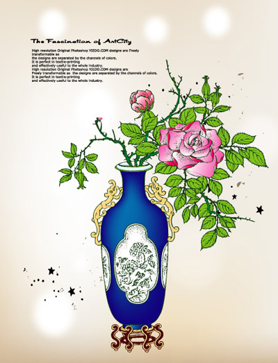 矢量牡丹花瓶
